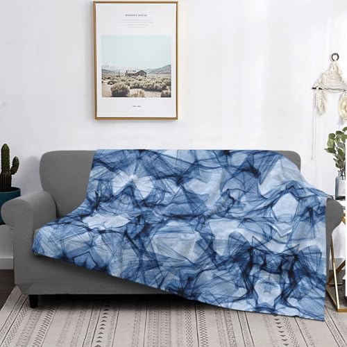 Couverture lit microfibre de qualité supérieure bleu EdWal marbre