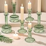 Circle Candlestick Holders Bulk, 6 Pcs Green Combination Candle Holders Set, Crystal Candle Holders for Wedding, Table Centerpiece, Home Decoration