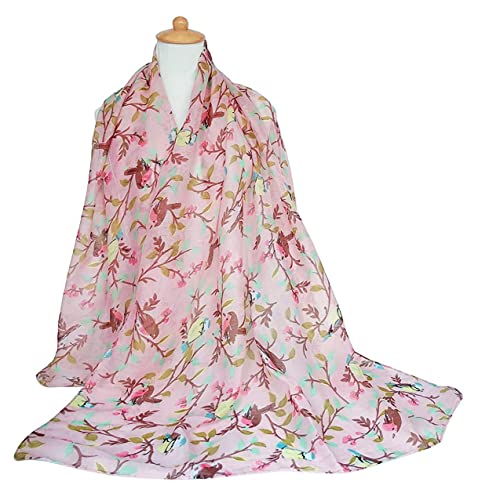 Image of GERINLY Scarfs for Women Lightweight Cotton Feel Scarves Floral Birds Print