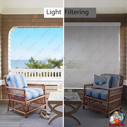 Image of HIPPO 180 GSM HDPE Outdoor Balcony Roller Blind, UV & Dust Protection Corded Roll Up and Down Light Filtering Blinds for Garden (Charcoal-Grey, 4FTX7FT)