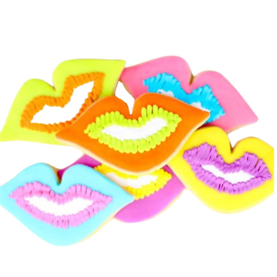1 Dz. Neon Lip Cookies! A Kiss Cures Everything! Give Thanks for a job well done! Appreciation Gift or Event Favors!