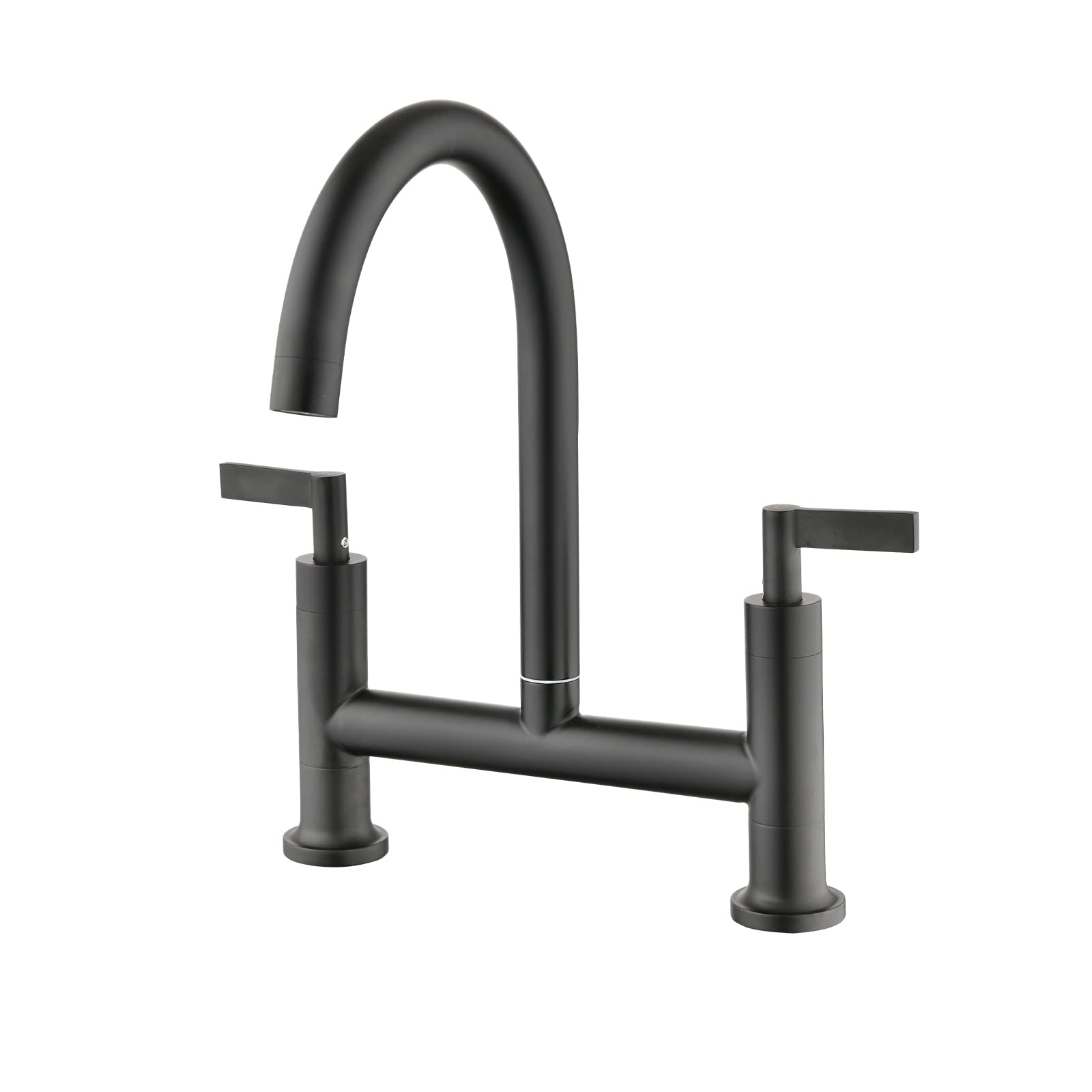 Robinet de cuisine pont anti calcaire deux poignées acier inoxydable
