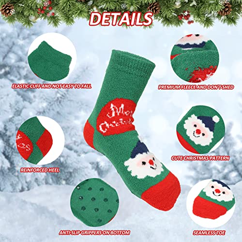 Gellwhu Adult Christmas Fuzzy Socks with Grips Plus Size Warm Winter Luxury Cozy Fluffy Holiday Socks Stocking Stuffers Gifts3