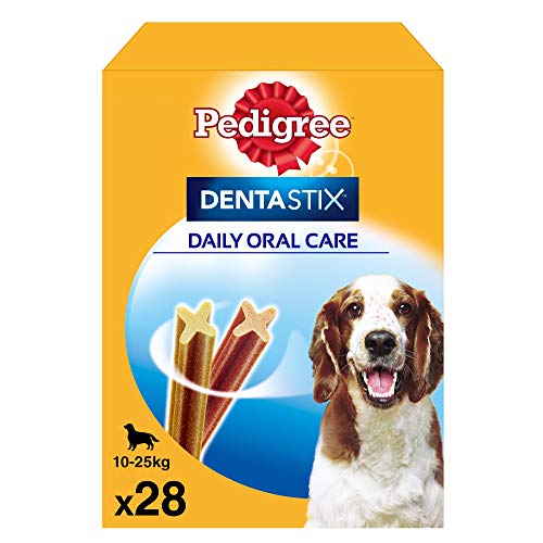 Pedigree Dentastix Snack Dental para la Higiene Oral de Perros Medianos (4 paquetes de 28ud)