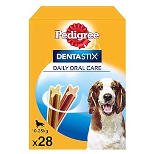 Pedigree Dentastix Snack Dental para la Higiene Oral de Perros Medianos (4 paquetes de 28ud)