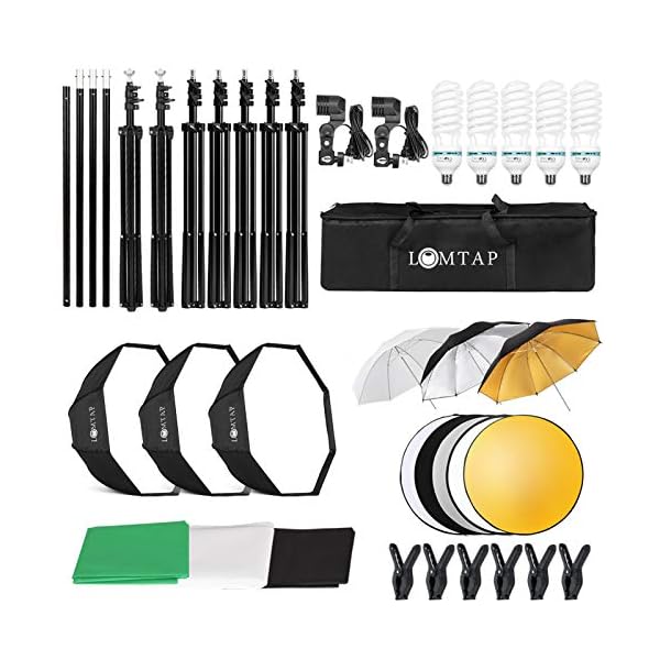 LOMTAP Foto-Softbox-Licht-Set, Fotostudio-Beleuchtungs-Set, 2 x 3 m, Hintergrund-Stützsystem mit Ständer, Hintergrund… – Bild 8