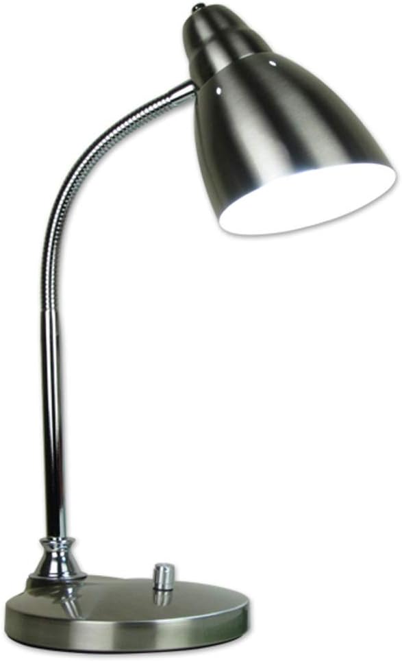 Modern Metal Desk Lamp Eye-Caring Table Lamp Study Lamps Reading Lamp for Bedroom Office Boys Girls Learning (Color : Silver)