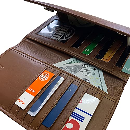 Image of IBRO Long Bifold RFID Blocking Motorcycle Chain Wallet for Men