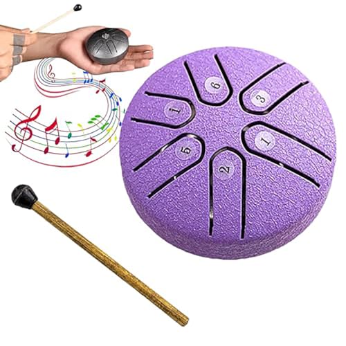 Buddha Stones ミニスチールタングドラム、3 インチサウンドヒーリングドラムキット、6 ノートの安心ドラム、ヨガ瞑想、キャンプ、音楽啓蒙に最適 (Color : Purple 2)