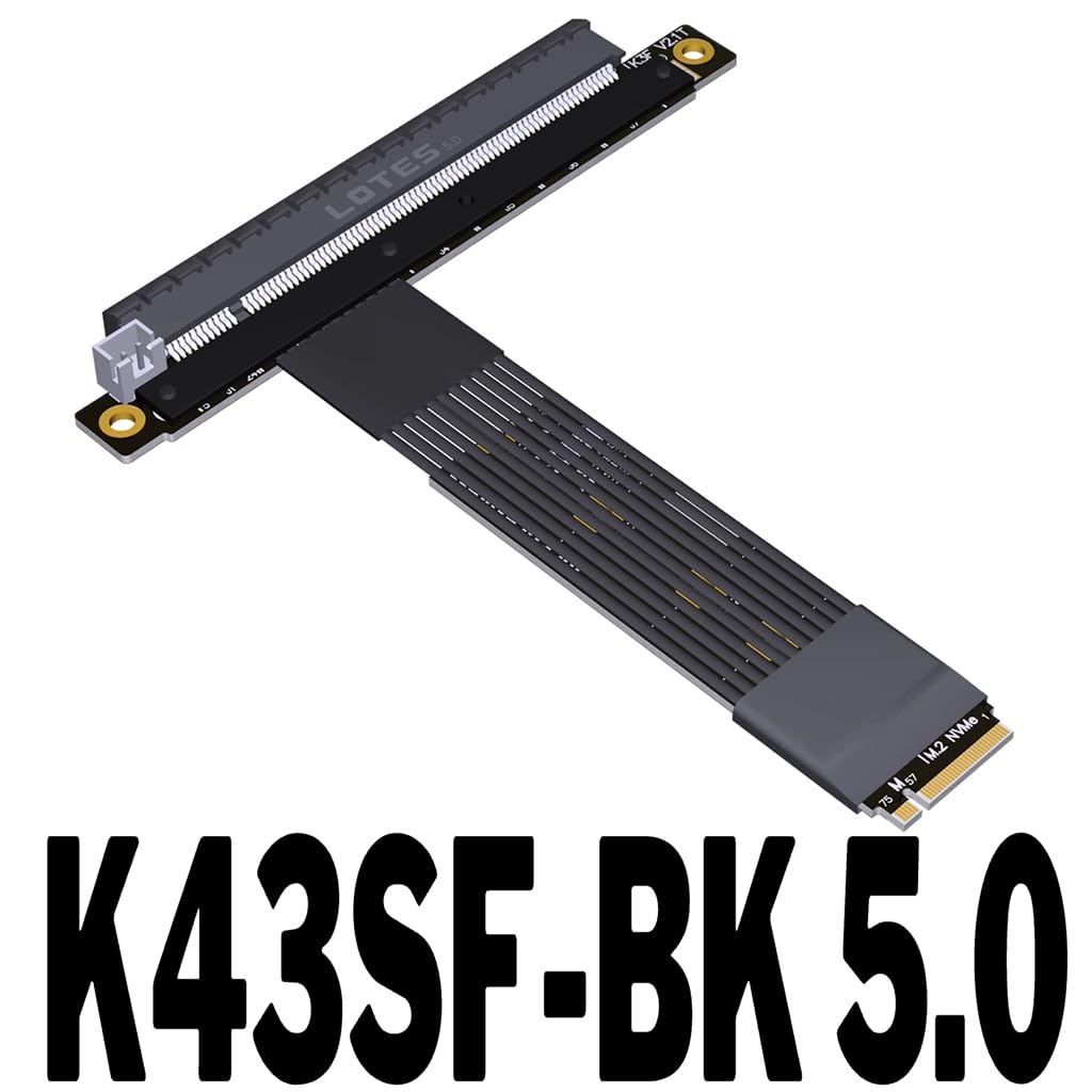 JMT ADT-K43SF M.2 NGFF to PCIe 5.0 x16 Extension Cable 128Gbps Compatible with NVMe STX Motherboard Graphics Card (K43SF-BK-5.0,15cm)