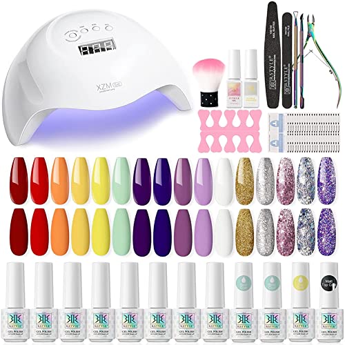 RSTYLE Shellac Set Starterset mit Lampe 168 W, 16 Farben Nagelset Starterset Gelnägel mit 168w Nagellampe UV Gel Nagel…