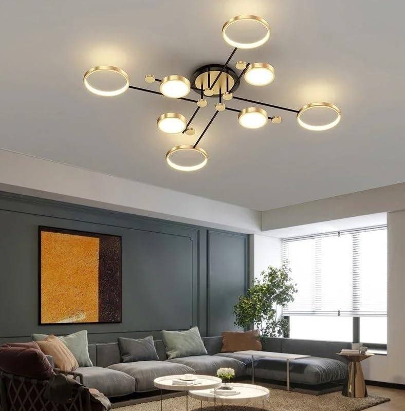 Lustre LED design de styliste finition or 8 têtes pour intérieur