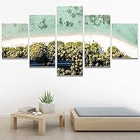 SIGNWIN 5 Panel Canvas Wall Art Beach Blue Coastal Cool Photography Relax/Calm for Home Decorations Ready to Hang - 60