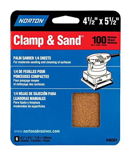 Norton 48301 MultiSand Clamp & Sand Power Sanding Sheet, 100-Grit Handy-Pack, 4-1/2" x 5-1/2"