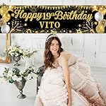 Personalized Birthday Banner for Party, with Name & Ages Option-Custom DIY Alphabet & Numbers Stickers Birthday Party Backdrop Indoor/Outdoor Celebrations (Black Gold) - Image 5