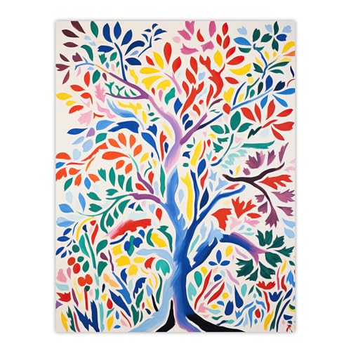 Artery8 Henri Matisse Style Tree Multi Coloured Forest Nature Extra Large XL Wall Art Poster Print, Unframed 24X32", 81L x 61W cm