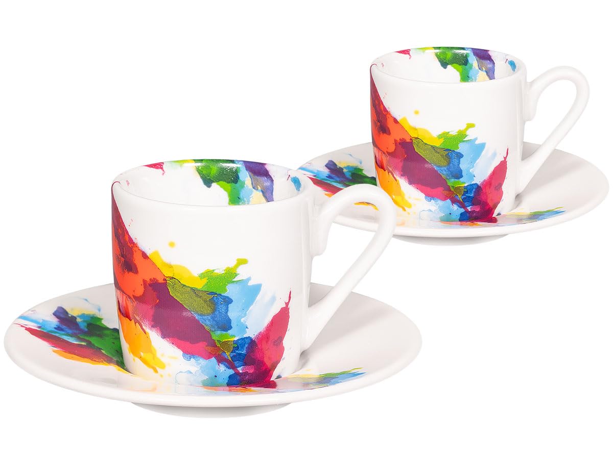 Könitz Espresso Tassen Set Colour Flow. 4 Kaffeetassen 65ml aus Porzellan. Espressotassen modern, bunt