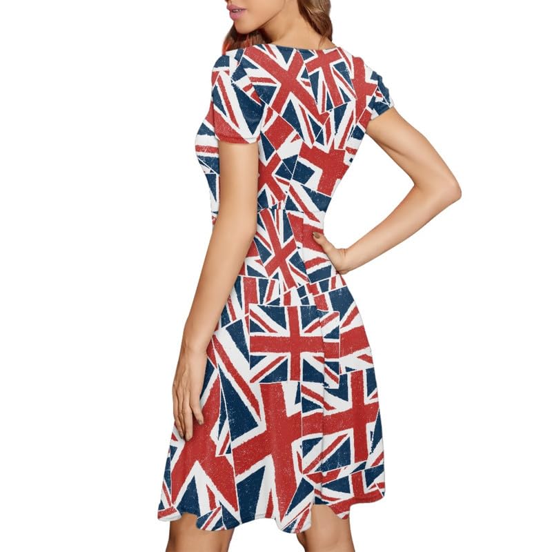 Image of Irisjudy T Shirt Dress for Women Short Sleeve Girls Short Sleeve Dress Plus Size, O Neck Knee Length Midi Dress for Ladies