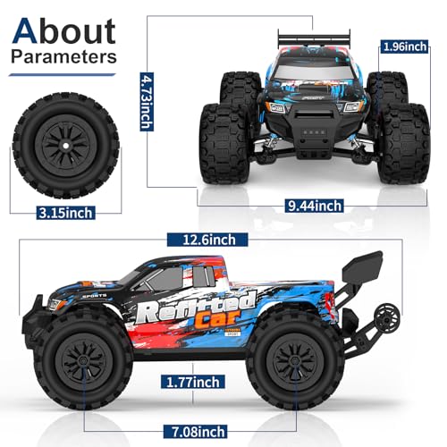 1:16 4X4 High-Speed 40-50+KM/H(Peak) RC Cars Monster Truck - 390 Motor Durable axle & Suspension RC Truck | 3000mAh Batteries | rc Car Toys Halloween Birthday for Teens Aged 14+ - image 7