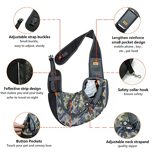 Cuby Pet Dog Sling Carrier Mesh Hand Free Adjustable Dog Satchel Carrier Bag Papoose Crossbody For Small Medium Small Dogs And Cats For Outdoor Trave (Small (Pack Of 1), A-Multicolor) #TOP2