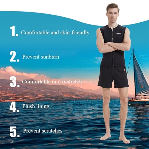 3MM Men Wetsuits Front Zip Wetsuit Top Sleeveless Diving Vest for Diving Surfing Snorkeling Kayaking Water Sports(Black_Small) miniatura 3