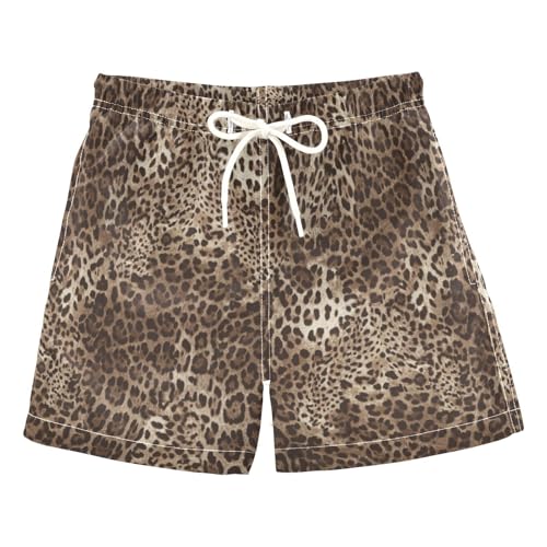 Boys Swim Trunks Quick Dry Beach Board Shorts Toddler Leopard Print Swimsuit Bathing Suits with Mesh Lining