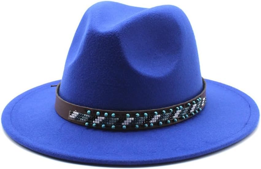 Classic Western Wool Cowboy Hat, Brown with Beaded Band, Wide Brim