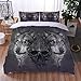 Mtoed Poszewka na kołdrę King Size 230 x 220 cm oddychająca ultramiękka poszewka na kołdrę z mikrofibry z zamkiem błyskawicznym, zestaw pościeli dla dorosłych 3 szt. 3D szary zwierzę wilk nadruk zestaw kołdry z 2 poszewkami na poduszki