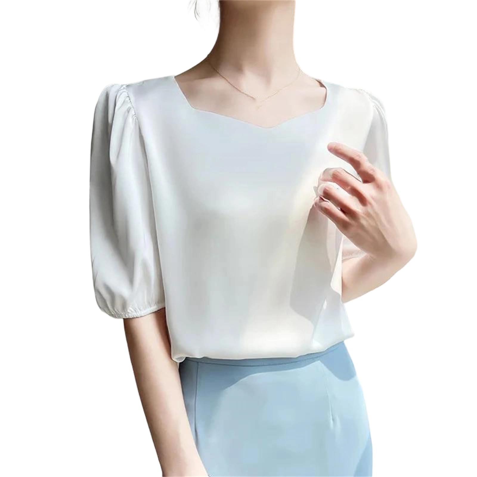 Yeuyyben Maglietta da donna in chiffon, estiva, casual, con maniche a 3/4, vestibilità larga, leggera, alla moda