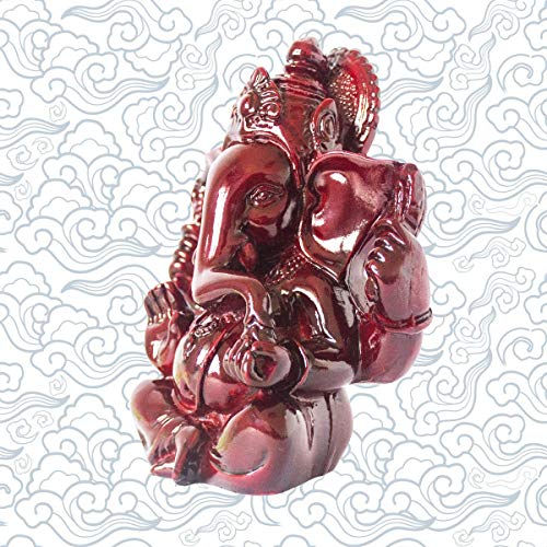 Estatua de Ganesh Dios Hindú de Resina 4.5 in Rojo Oscuro miniatura 3