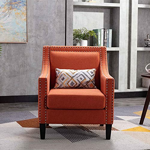 Frithjill Accent Club Chair, Armchair With Silver Nail-Head Trim Sofa Chair, Home And Office Sofa #TOP1