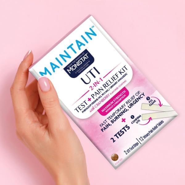 Image of Monistat, Maintain Kit, 2-in-1 2 Test Strips and 12 Pain Relief Tablets (12pack)