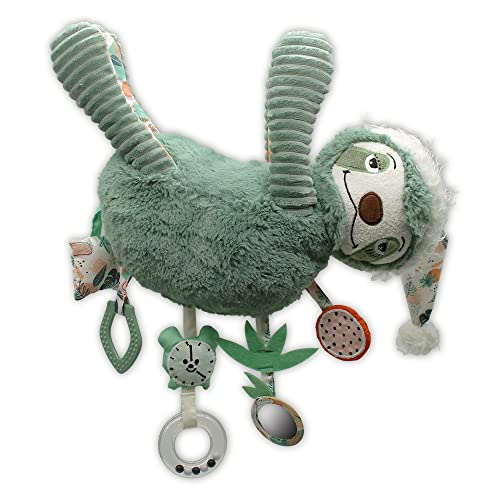 LES DÉGLINGOS - Peluche D'ACTIVITES Chillos Le Paresseux - Vert - Jouet d'éveil pour bébé - Idée Cadeau - Dès la Naissance - 41cm, 30 cm