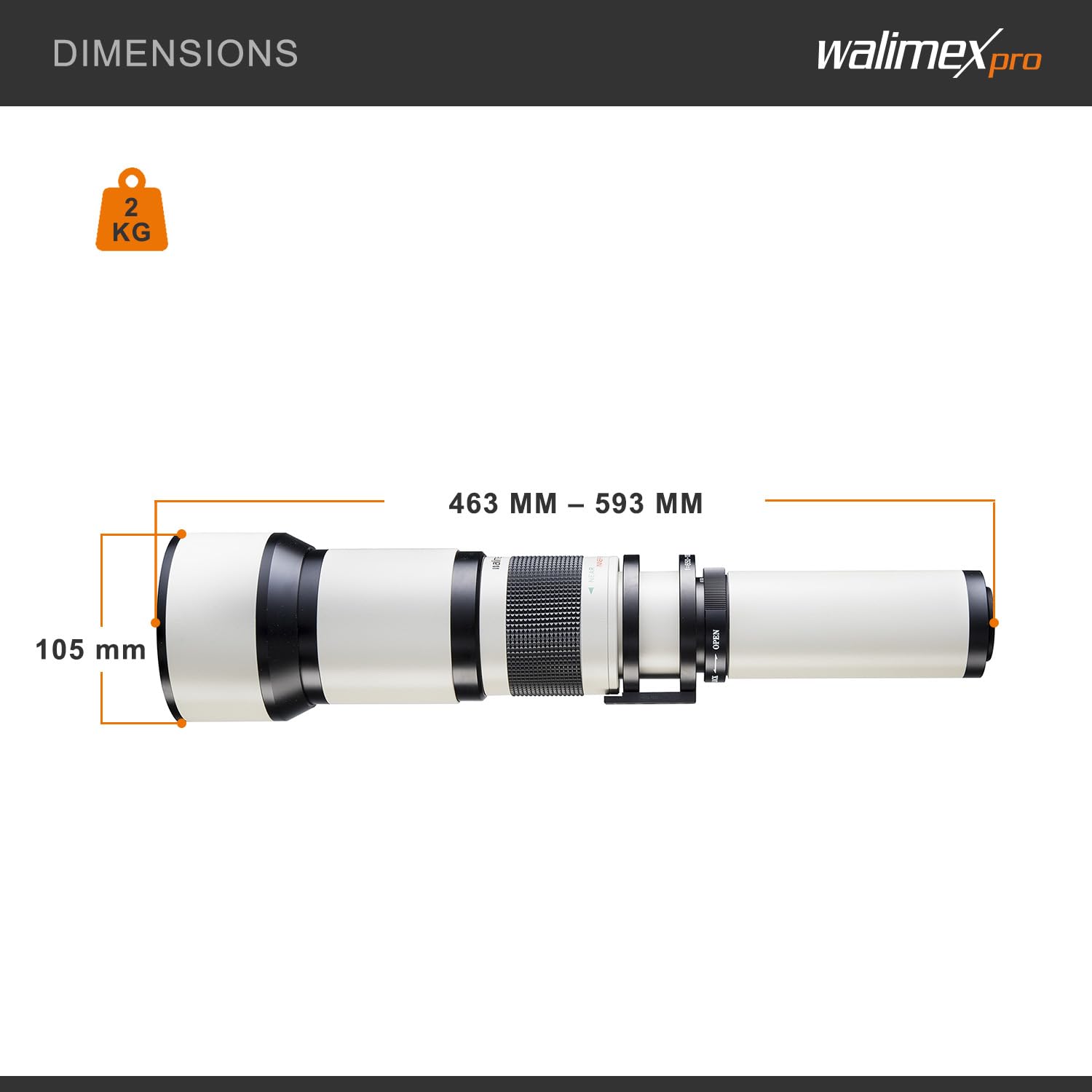 Téléconvertisseur 2x M42-0.75mm T2 - Grossissement 2x Pour Objectifs Photo, Alliage Aluminium