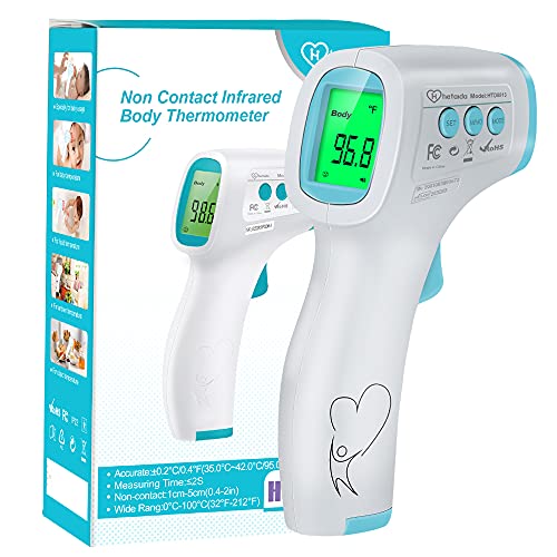 Thermometer for Adults Forehead, No Touch Thermometer for Adults, Forehead Thermometer, Instant Reading, Medical Grade, Good for Baby Food, Bath,Milk (White+Blue)