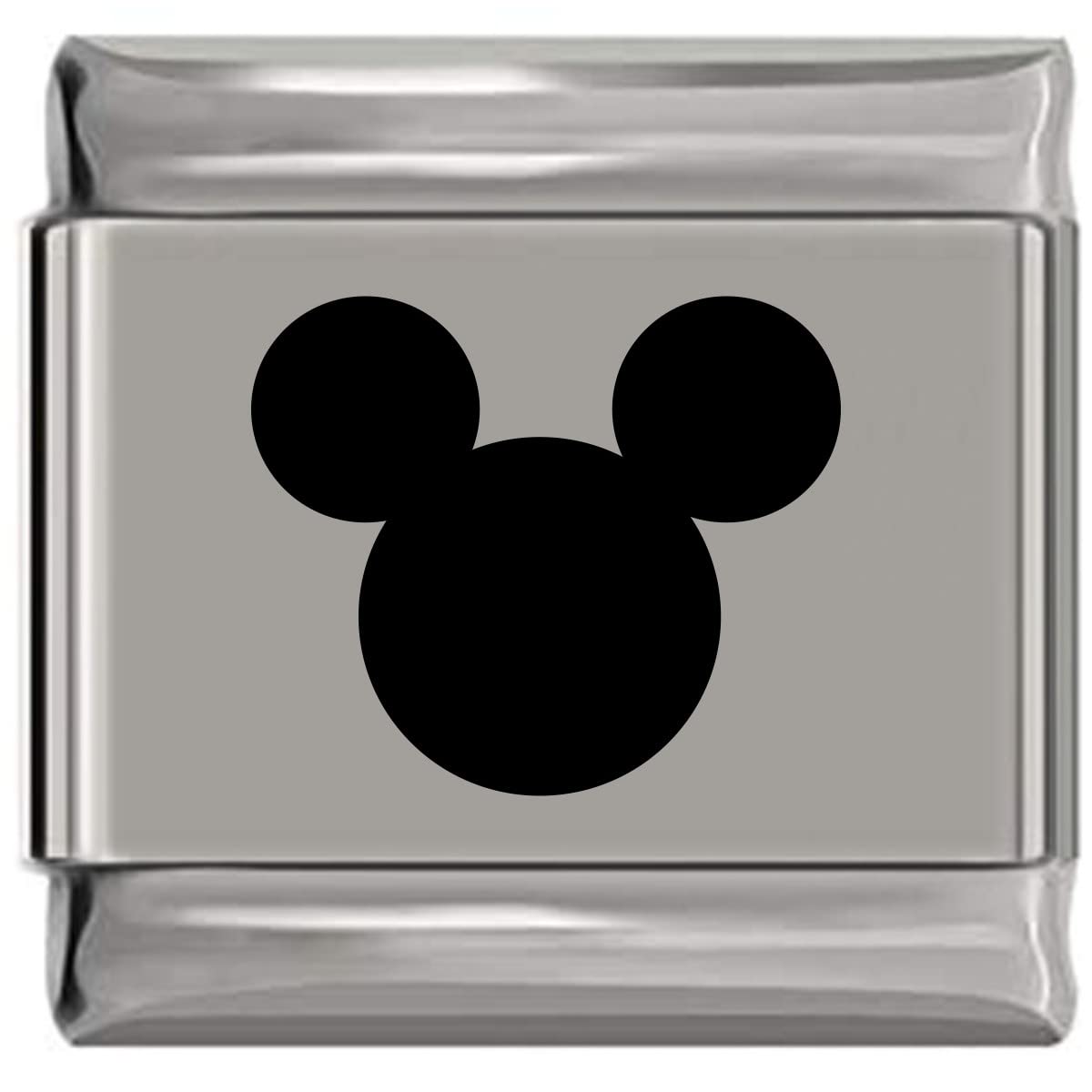 Mouse Ear Silhouette Laser Engraved Italian Charm (9mm Standard Size)