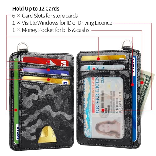 Image of Slim Minimalist Front Pocket Wallet, RFID Blocking Credit Card Holder Wallet with Detachable D-Shackle for Men Women