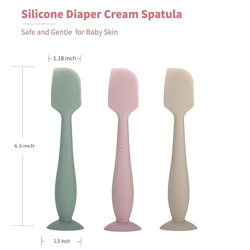 Miniatura 6 de Paquete de 3 espátulas aplicadoras de crema para pañales de bebé, espátula de silicona suave para pasta de glúteos, cepillo de crema para pañales