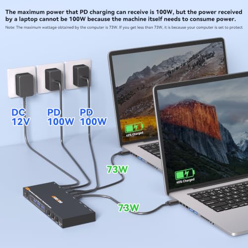 Image of USB C DP KVM Switch 3 Computers 3 Monitors,4K /1080P@60Hz MST KVM Switch for 1 PC&2 Laptop Share 3 Monitor with 4 USB3.0 Devices,PD for Laptop, USB Cables and Power Adapter(4K USB C DP 3 in 3 Out KVM)