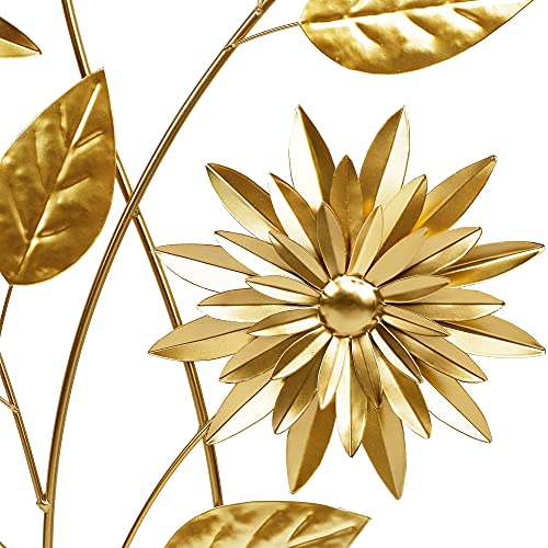 Meekear Gold Wall Sculptures, 39 Inch Golden Rectangular Metal Wall Decor With Frame, Gold Metal Flower Wall Art Sculpture For Living Room, Bedroom, Office, Study, Large (Golden-1 Pack) #TOP6