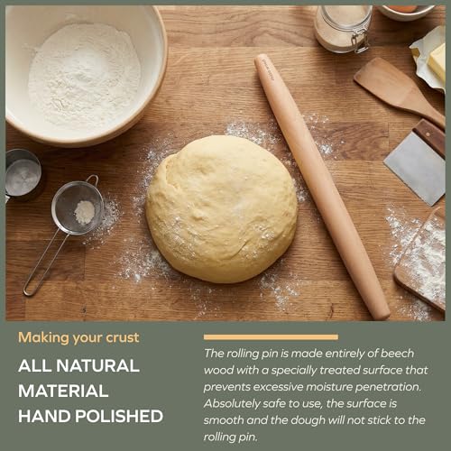 Muso Wood Rolling Pin for Baking Non Stick Wooden French Rolling pin 40cm, Wooden Roller for Fondant, Pie Crust, Cookie, Pastry, Dough (Beech Wood) - Image 4