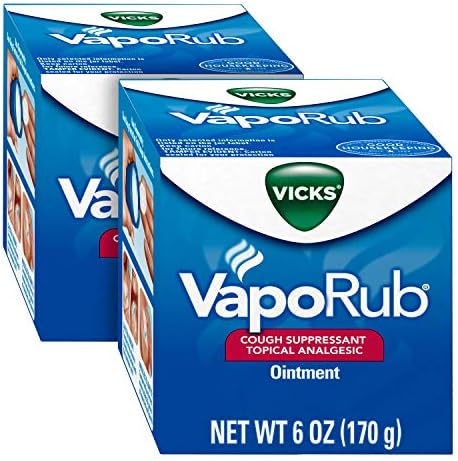 Vicks VapoRub, Chest Rub Ointment, Relief from Cough, Cold, Aches, & Pains with Original Medicated Vicks Vapors, Topical Cough Suppressant, 6 OZ each (Pack of 2)