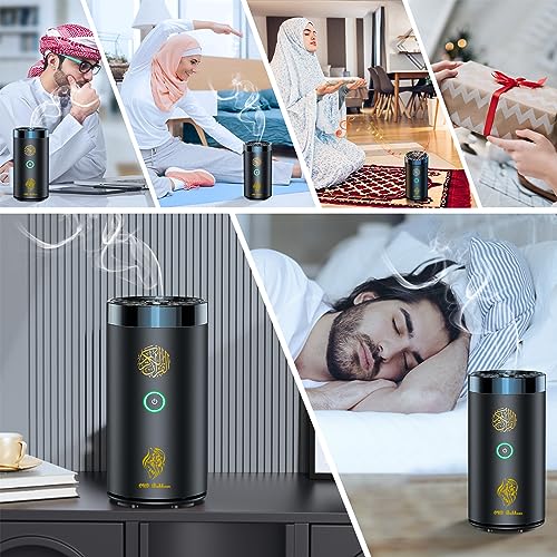 2 in 1 Elektrischer Weihrauchbrenner mit Quran Lautsprecher, Fernbedienung Bakhoor Brenner Aroma Diffusor für Auto Büro Haus Schlafzimmer Wohnzimmer Studie Spa