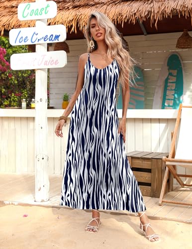 Image of Zeagoo Summer Dresses for Women 2025 Hawaiian Sundresses for Women Tropical Maxi Dress Spaghetti Strap Sun Dresses