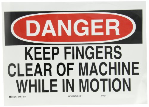 Panneau de danger Brady 88116 autocollant en polyester 25x35 cm avec consigne de sécurité machine