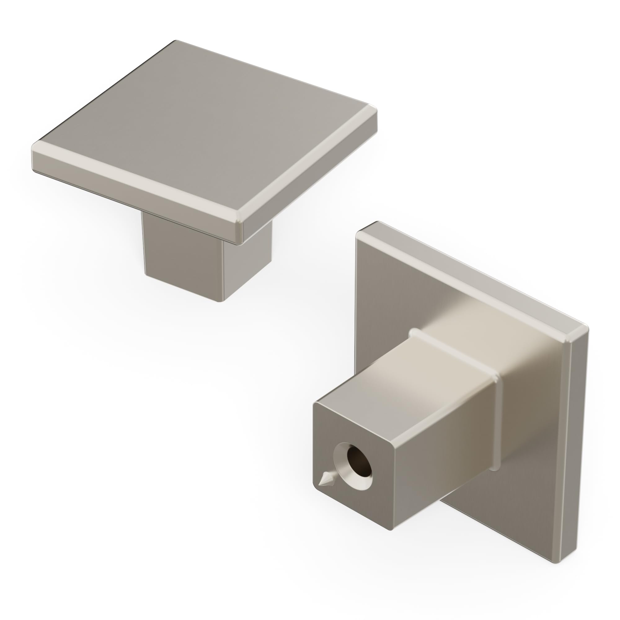 Boutons de cuisine carrés robustes en nickel satiné Hickory Hardware pour tiroir de commode