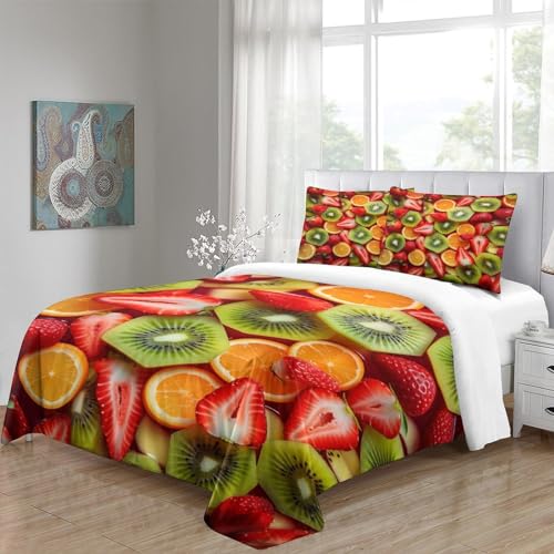 Funda nórdica de microfibra suave 3D con fruta arancione King 5