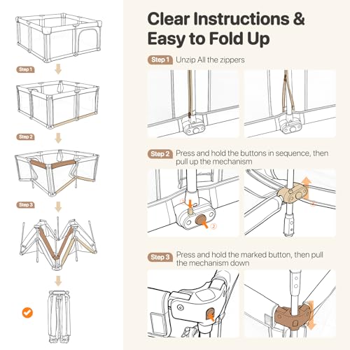 Image of Foldable Baby Playpen,Portable Indoor & Outdoor Playpen for Babies and Toddlers,59 inchx59 inchExtra Large Play Pen with Gate,Collapsible Baby Fence with Travel Bag(Cationic Light Grey)