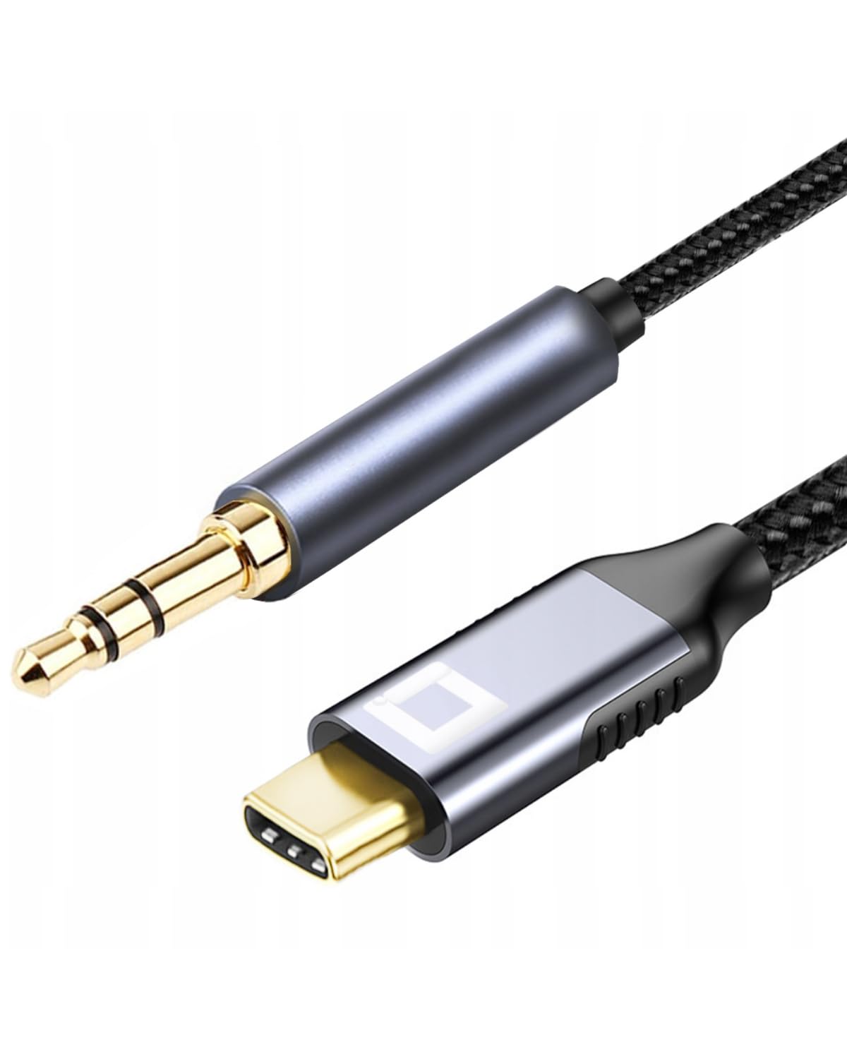 CO2 Kabel USB-C do Mini Jack 3,5 mm AUX z Przetwornikiem DAC 128 kHz HD, Najwyższa Jakość Dźwięku, Aluminium Space Grey, Adapter Kompatybilny z iPhone, MacBook, iPad Pro, Samsung (1m)