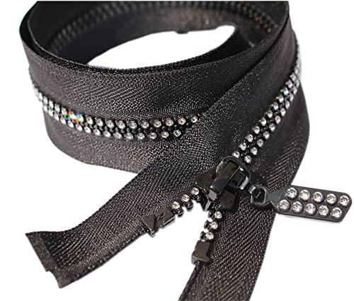 Mebuzip #5 20 Inch Rhinestone Zipper Lightning Shiny Separating Diamond Zippers Open-End For Sewing Diy Jacket Bag Coat Craft #TOP1